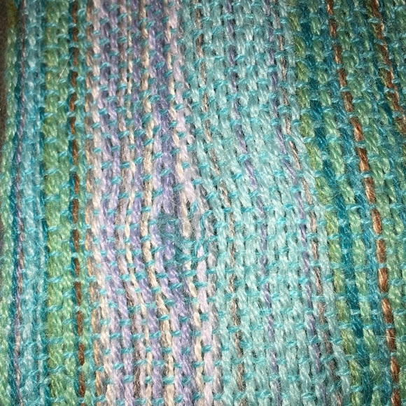Alpaca Scarf in Teal, mint green, grey and brown - Picture 10 of 10